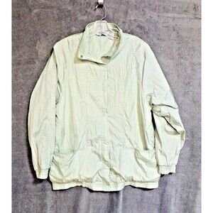 Vintage 80s Haband Seafoam Collared Snap‎ Cotton Lined Nylon Windbreaker M